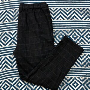 Eileen Fisher Women’s Charcoal Plaid Pull-Up Wool Dress Pants Size S